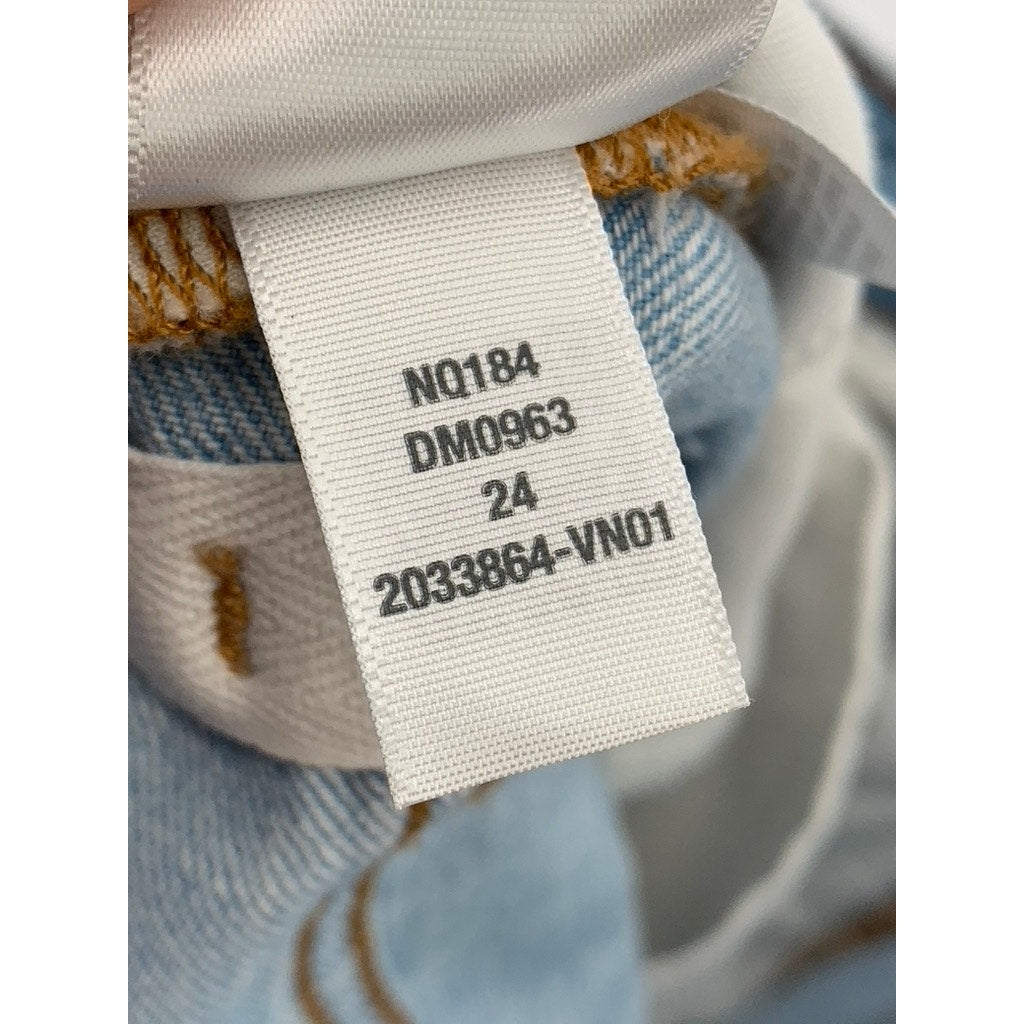 MADEWELL Women's Light Wash Distressed Low-Slung Straight Jeans SZ 24