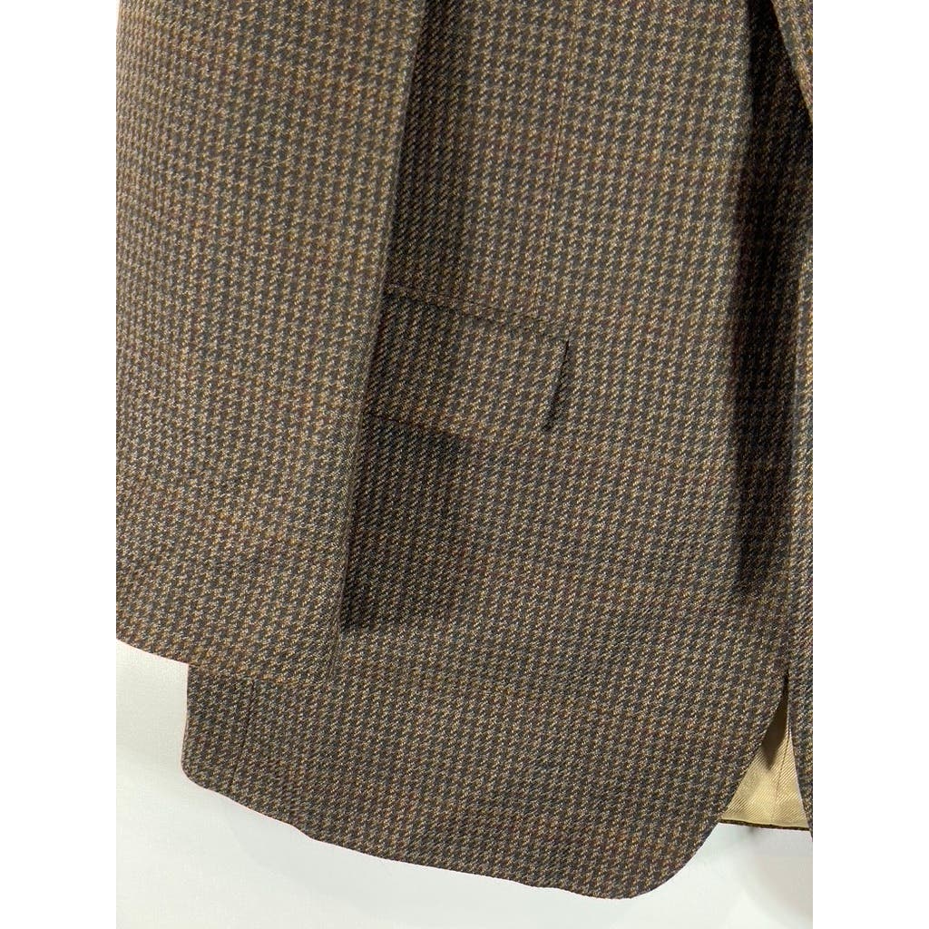 OSCAR DE LA RENTA Men's Brown Vintage Printed Two-Button Wool Blazer SZ 46L