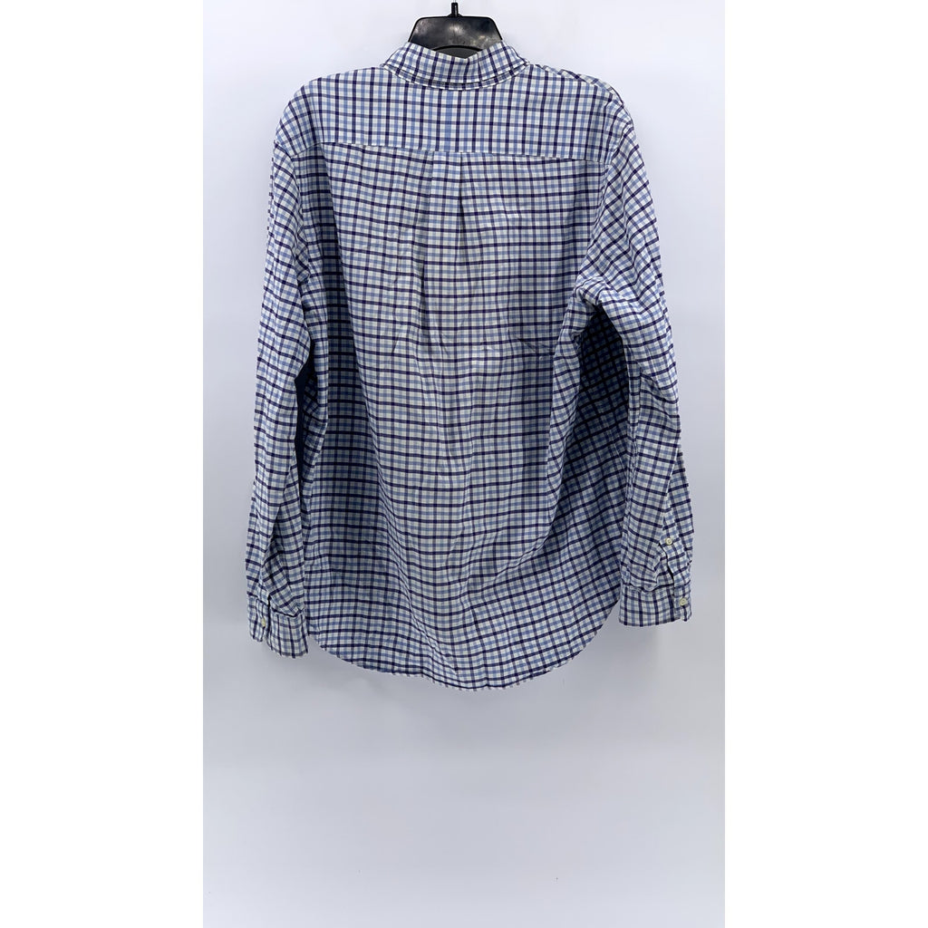 RALPH LAUREN Men's Blue Plaid Button-Up Long Sleeve Shirt SZ L