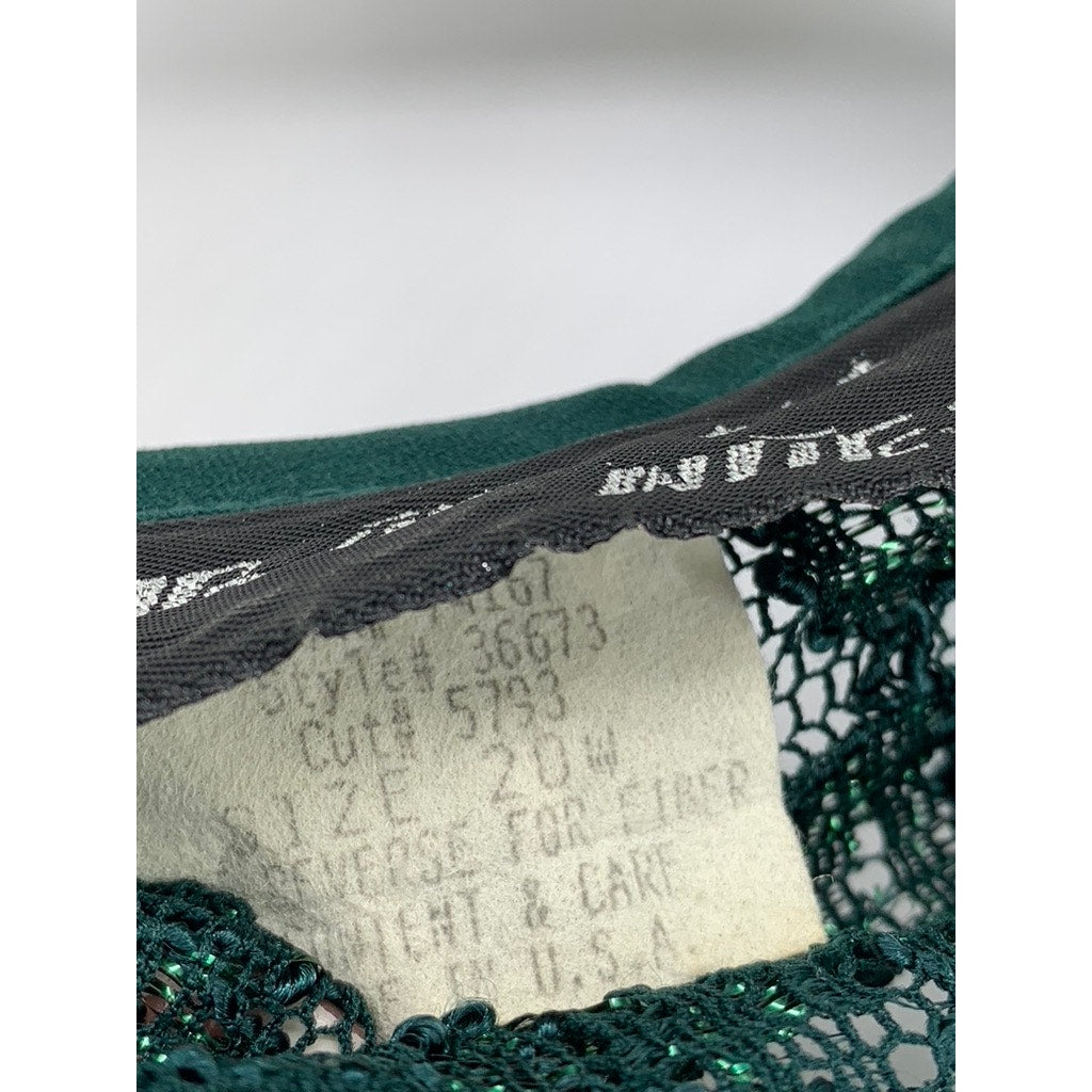 SHARADE NITES Women's Vintage Plus Dark Green Floral Lace Cardigan SZ 20W