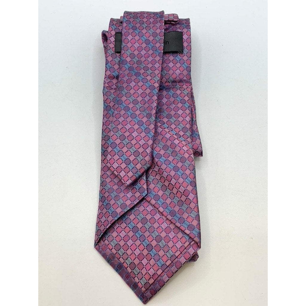 CALVIN KLEIN Men's Purple-Blue Printed Silk Tie SZ OS