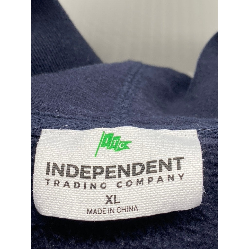INDEPENDENT TRADING COMPANY Men's Navy Blue Solid Heavyweight Hoodie SZ XL