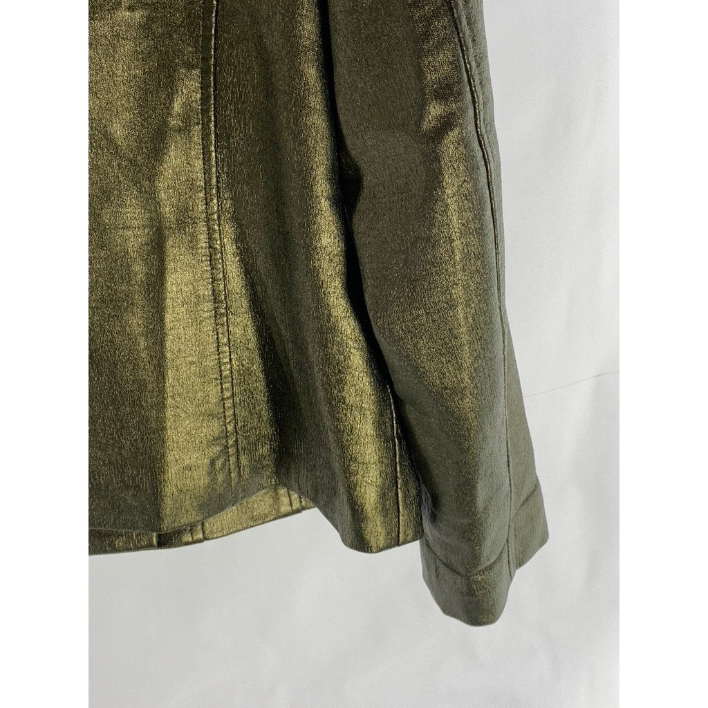 PROPORTION PETITES CONRAD C Women's Vintage Metallic Faux-Leather Jacket SZ 12