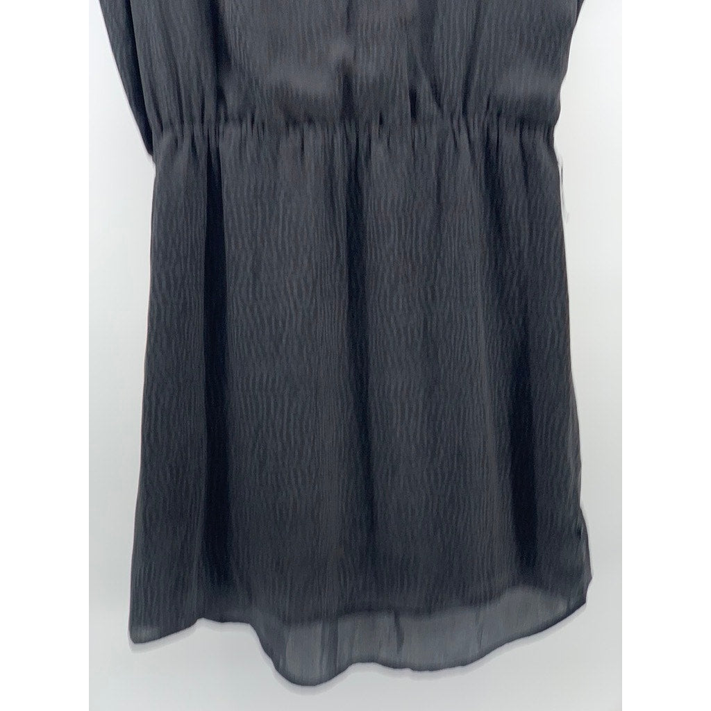 LE TEMPS DE CERISES Women's Black Polka Dot Cuffed Short Sleeve Mini Dress SZ M