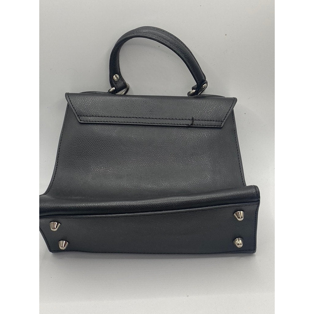 AQUA Women’s Black Square Leather Top Handle Bag SZ OS