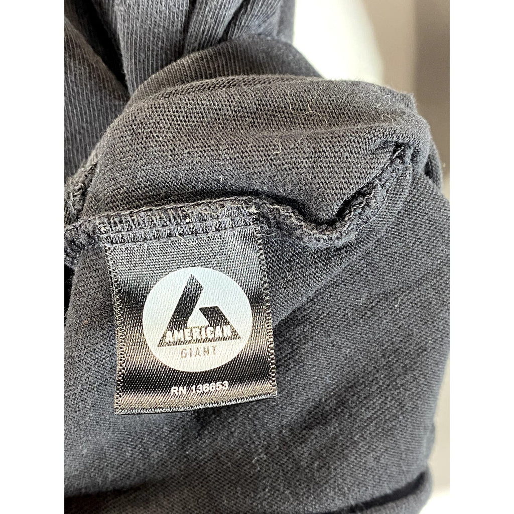 AMERICAN GIANT Men's Solid Black Crewneck Logo Long Sleeve Shirt SZ L