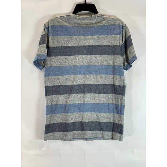 ABERCROMBIE & FITCH Men's Gray/Blue Striped V-Neck Short Sleeve Shirt SZ S