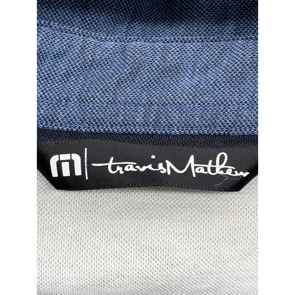 TRAVIS MATHEW Men's Gray Textured Short Sleeve Polo Shirt SZ 2XL