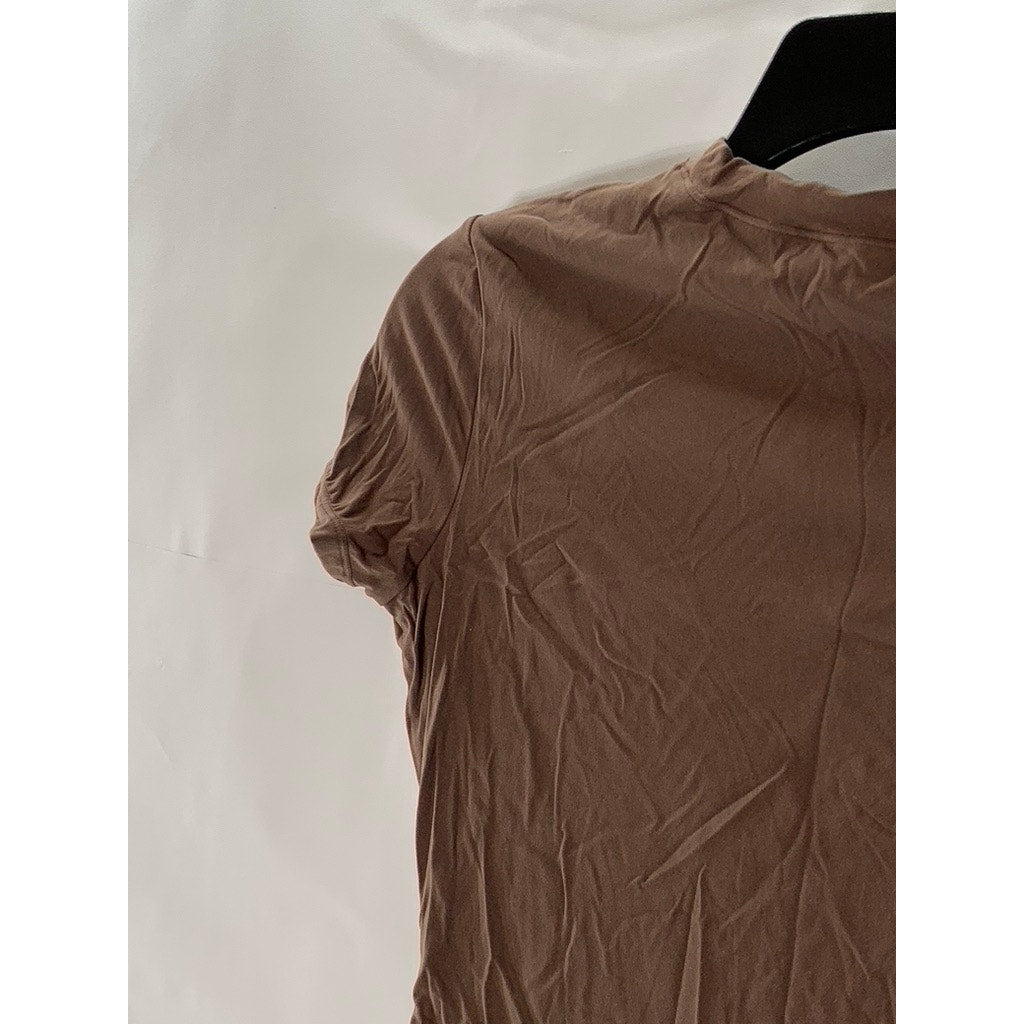 PUMIEY Women's Dark Brown Crewneck Short Sleeve Tagless Lightweight Top SZ XS