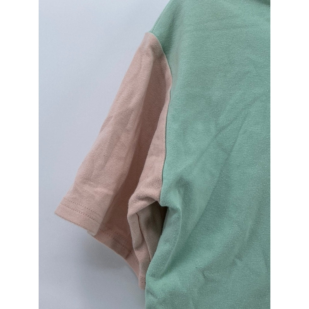 SHEIN Women's Multicolor Color-Block Pocket Crewneck Short Sleeve Top SZ OS