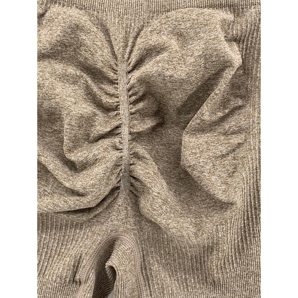 UNBRANDED Women's Tan Ruched Seamless Active Shorts SZ S