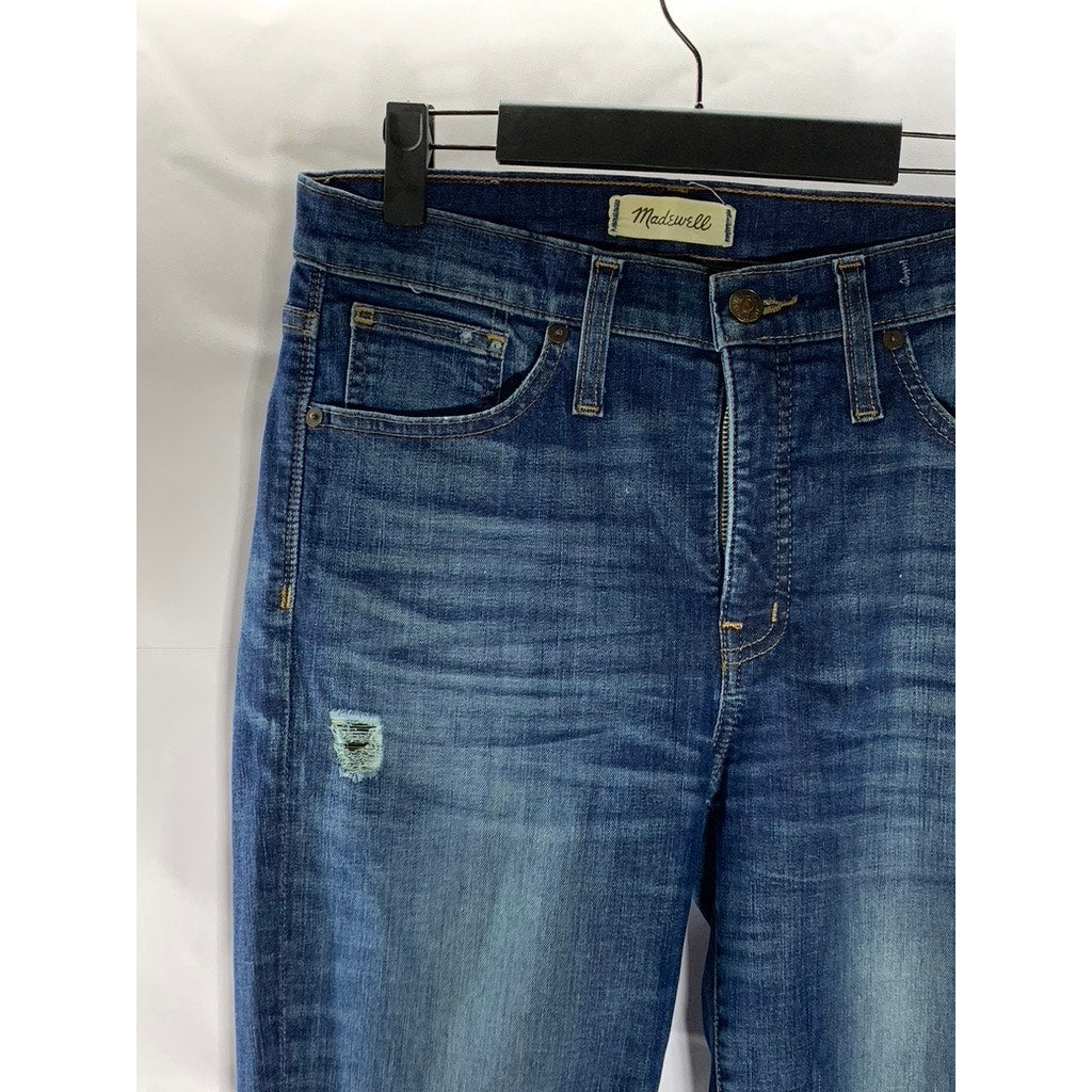 MADEWELL Women's Dark Blue Distressed 9" High-Rise Skinny Denim Jean SZ 28