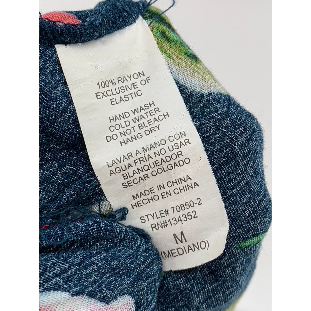 AMBIANCE APPAREL Women's Green-Floral Strapless Jumpsuit SZ M