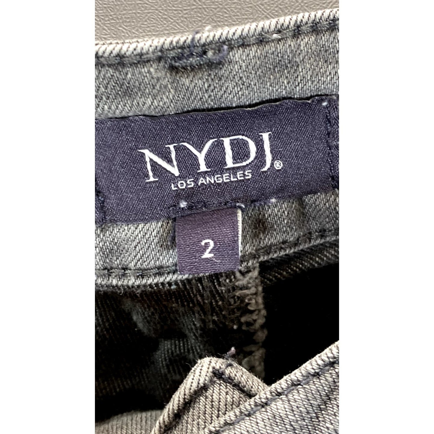 NYDJ Women's Grey Distressed Knee Lift Tuck Technology Girlfriend Jeans SZ 2