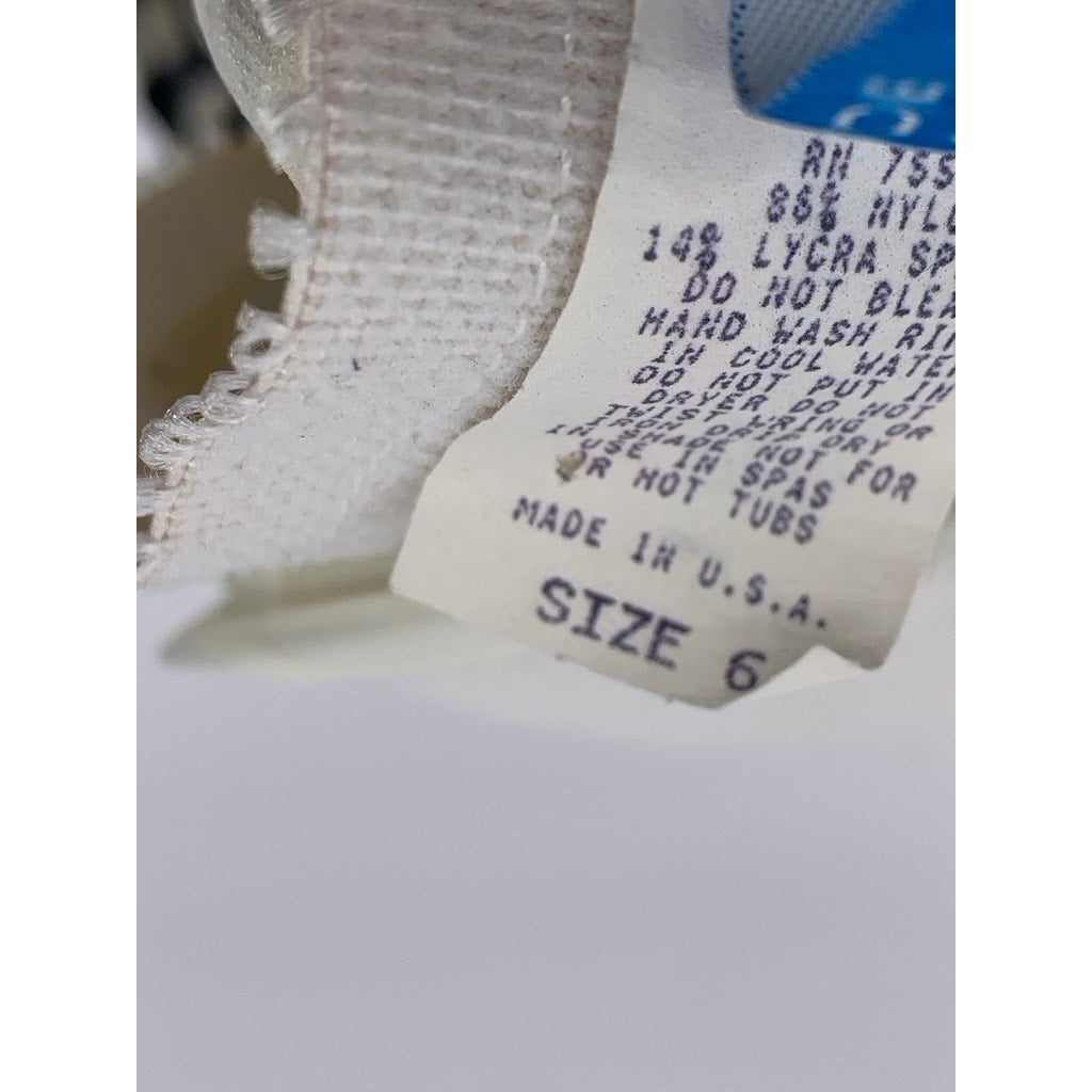 BEACH HOUSE Women's Black-White Vintage Striped Ruffle One-Piece Swimsuit SZ 6