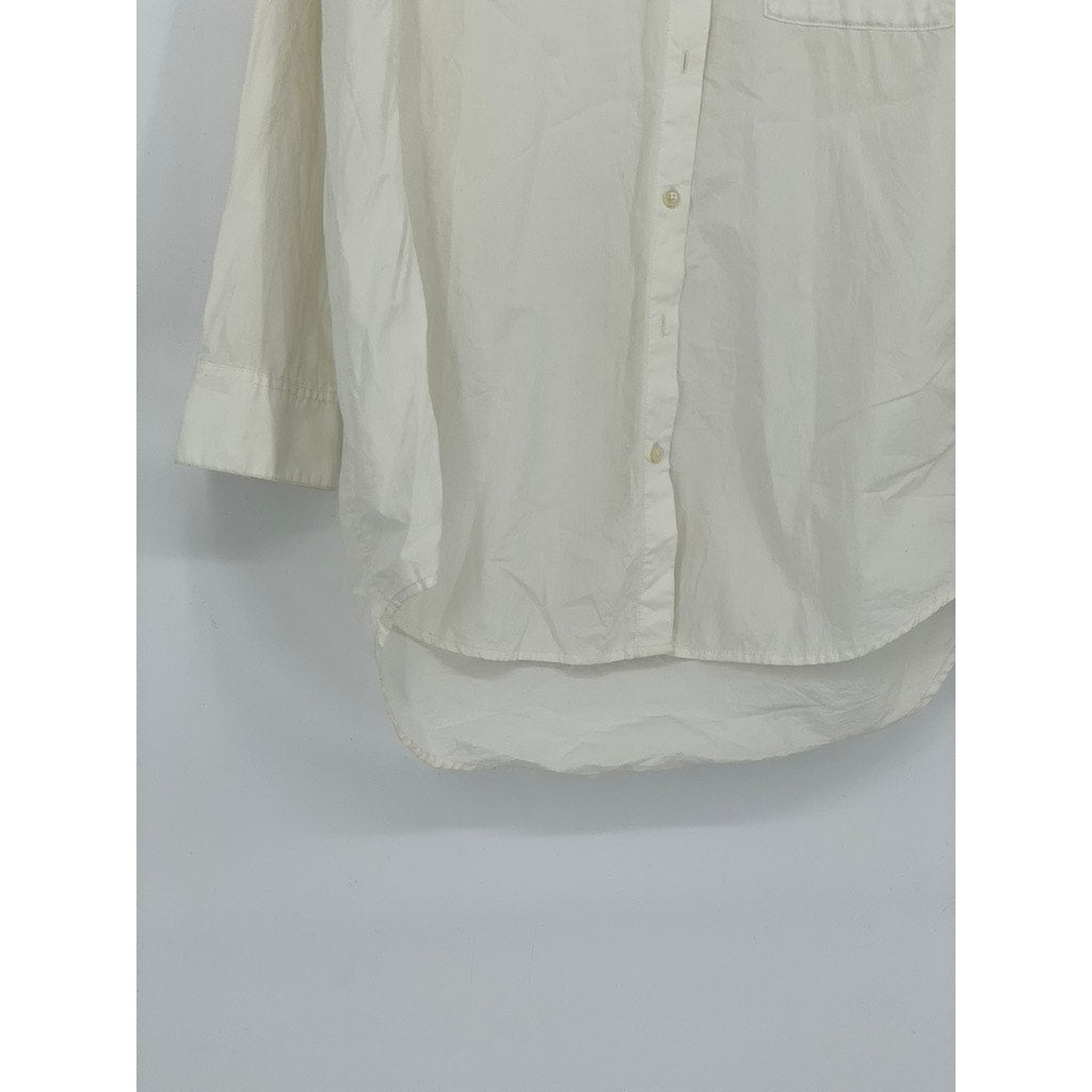MADEWELL Women's White Button-Up Long Sleeve Relaxed Fit Top SZ M