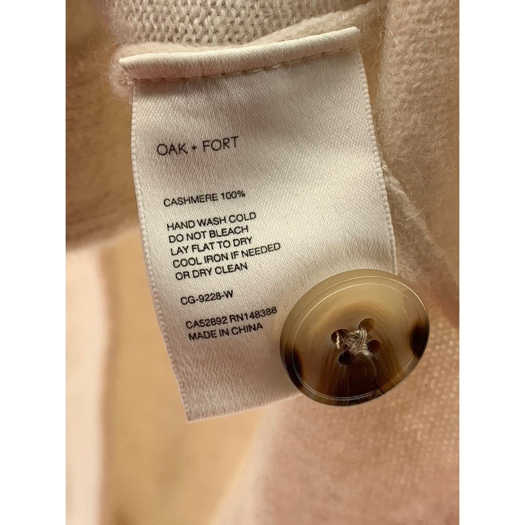 OAK + FORT Black Label Women's Beige Cashmere Button-Up Cardigan SZ XS