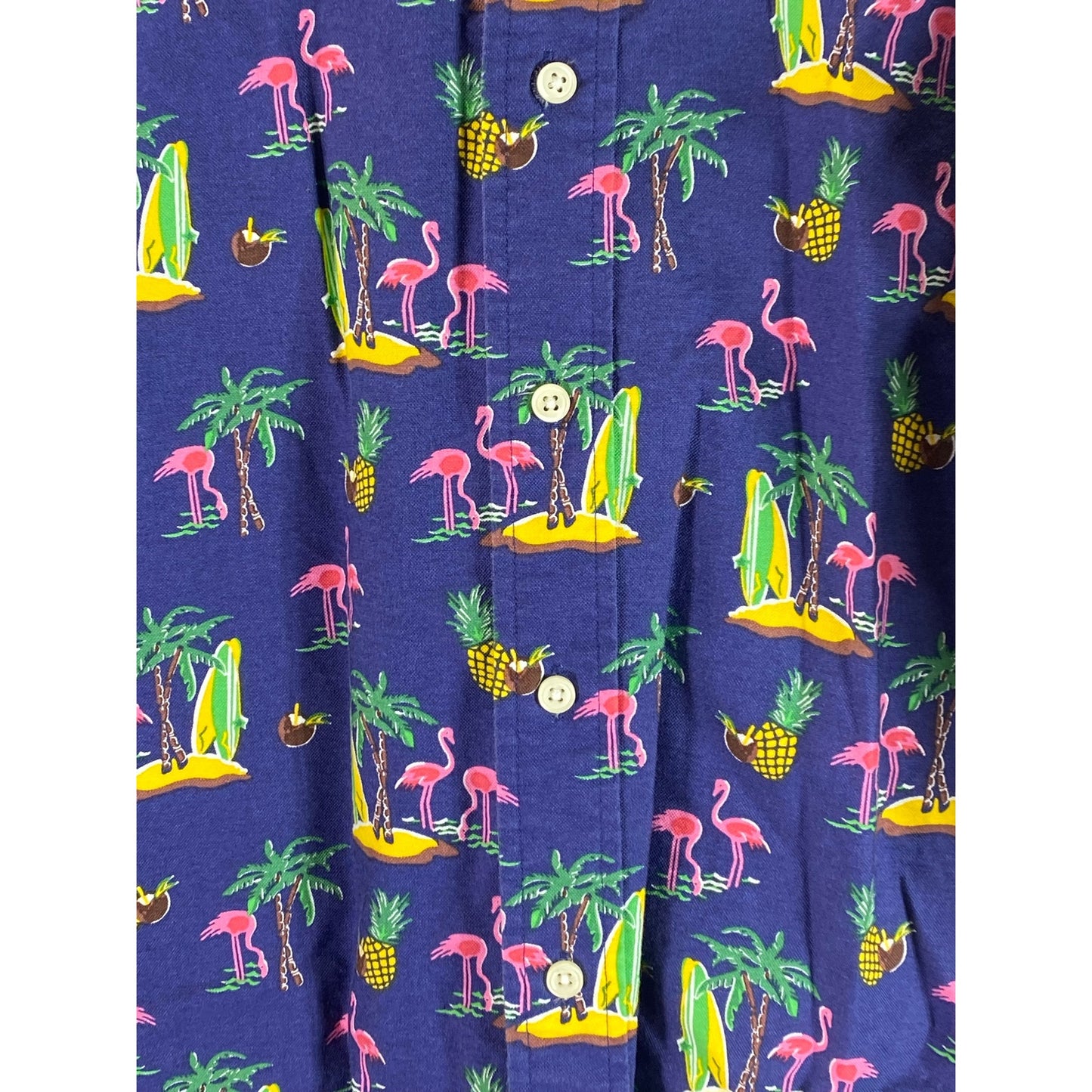 RALPH LAUREN Men's Big& Tall Blue Flamingo Pineapple Button-Up Shirt SZ 3X/B