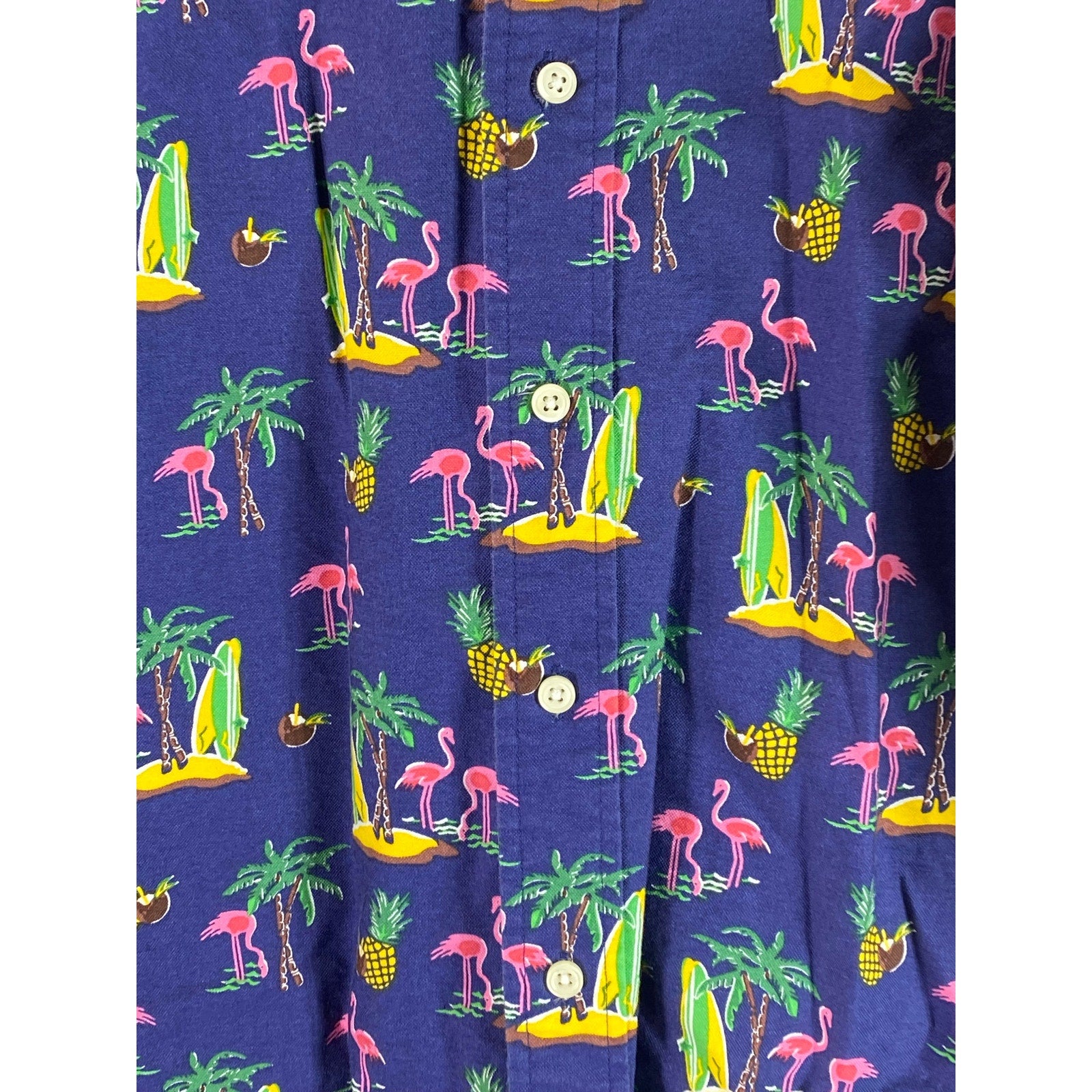 RALPH LAUREN Men's Big& Tall Blue Flamingo Pineapple Button-Up Shirt SZ 3X/B