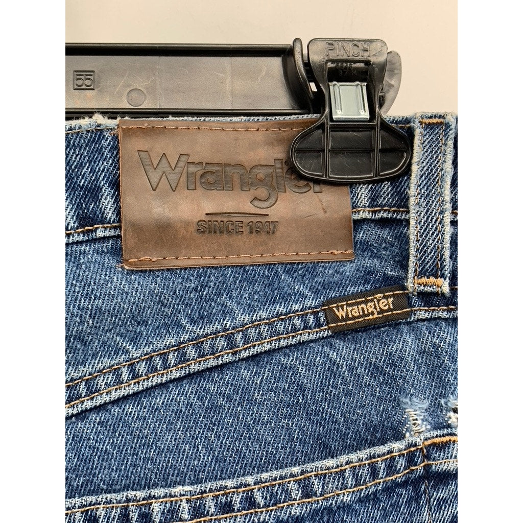 WRANGLER Men's Blue Vintage Distressed Regular-Fit Jeans SZ 33X30