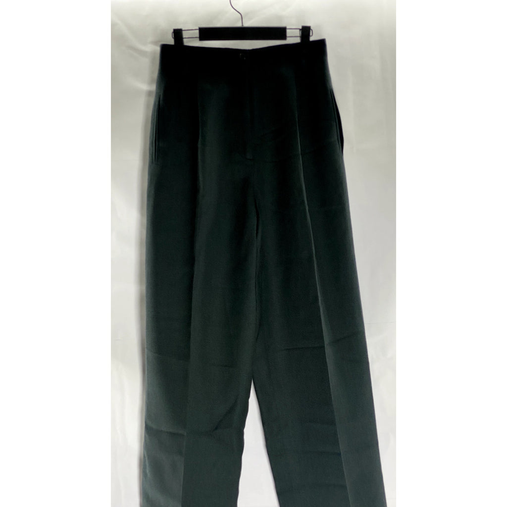 HARVE BENARD Women's Vintage Black Wool Pleated Straight-Leg Pant SZ 8