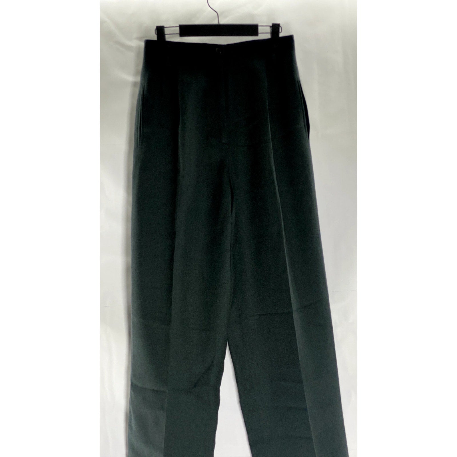 HARVE BENARD Women's Vintage Black Wool Pleated Straight-Leg Pant SZ 8