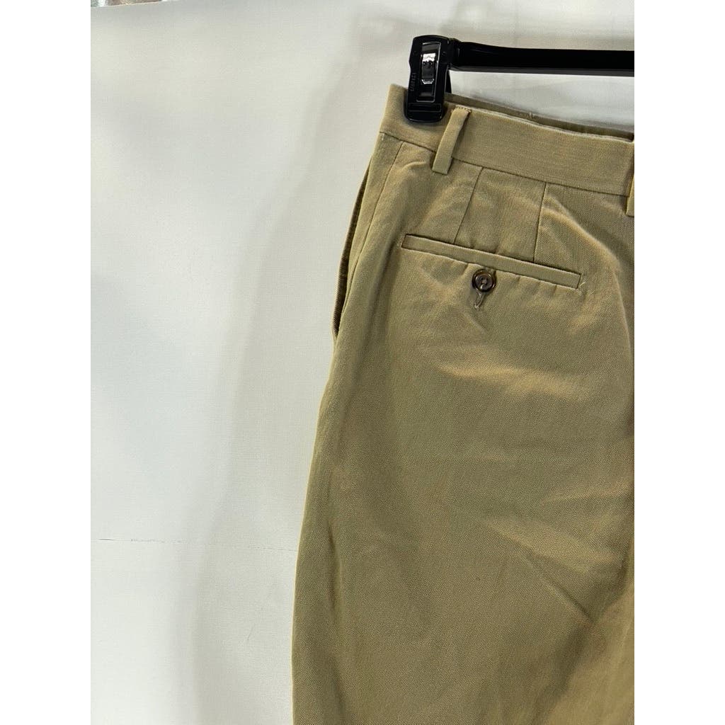 JOSEPH & FEISS Men's Tan Cuffed Flat Front Wool Dress Pants SZ 36