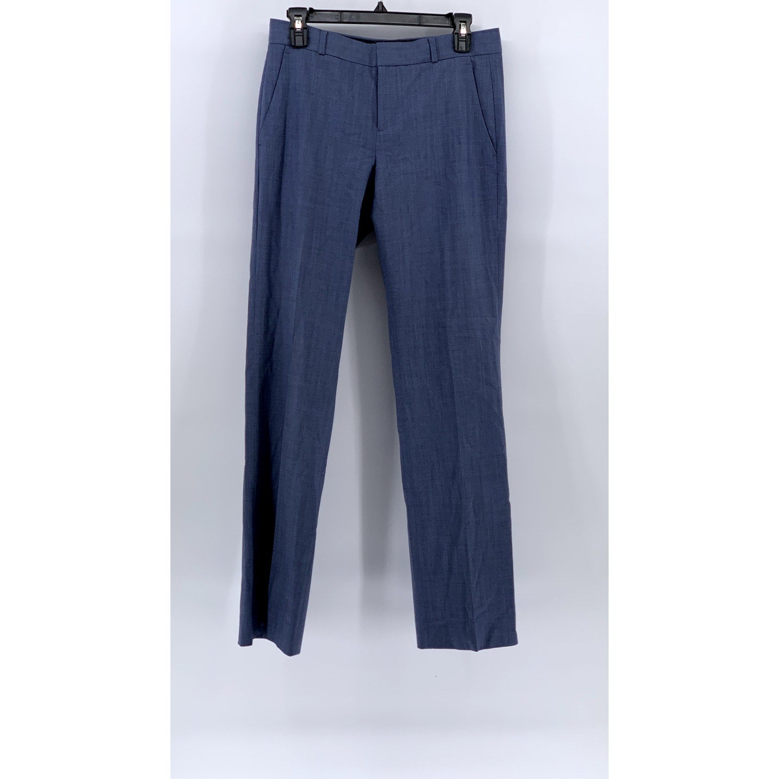 BANANA REPUBLIC Women's Blue Wool-Blend Logan Straight Leg Flat Front Pants SZ 2