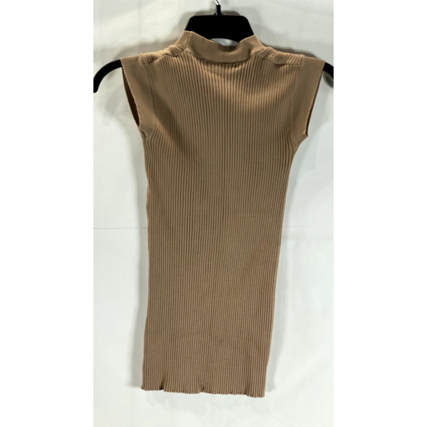 PINKYOTTO New York Women's Brown Ribbed Crewneck Stretch Sleeveless Top SZ S