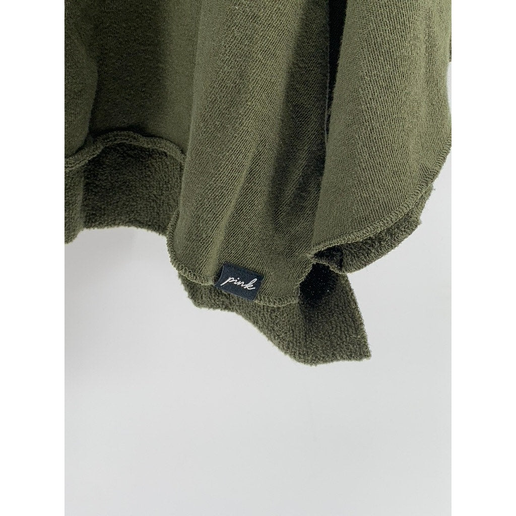 PINK By Victoria Secret Women's Olive Green Cropped Oversized Sweater SZ L