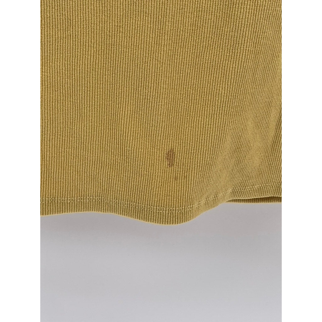 HEY BABE Women’s Yellow Ribbed V-Neck Cut-Out Spaghetti Strap Mini Dress SZ M