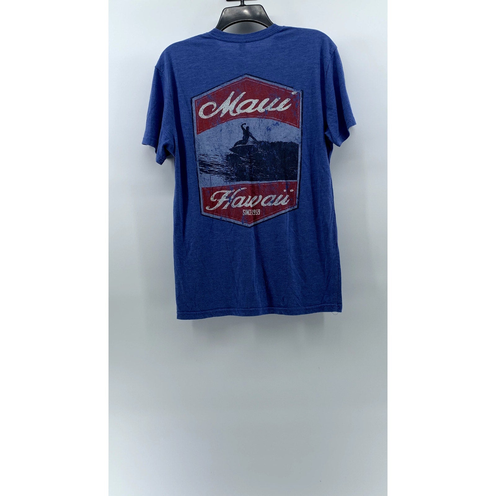 TECHSTYLES Men's Blue Maui, Hawaii Crewneck Short Sleeve Casual T-Shirt SZ M