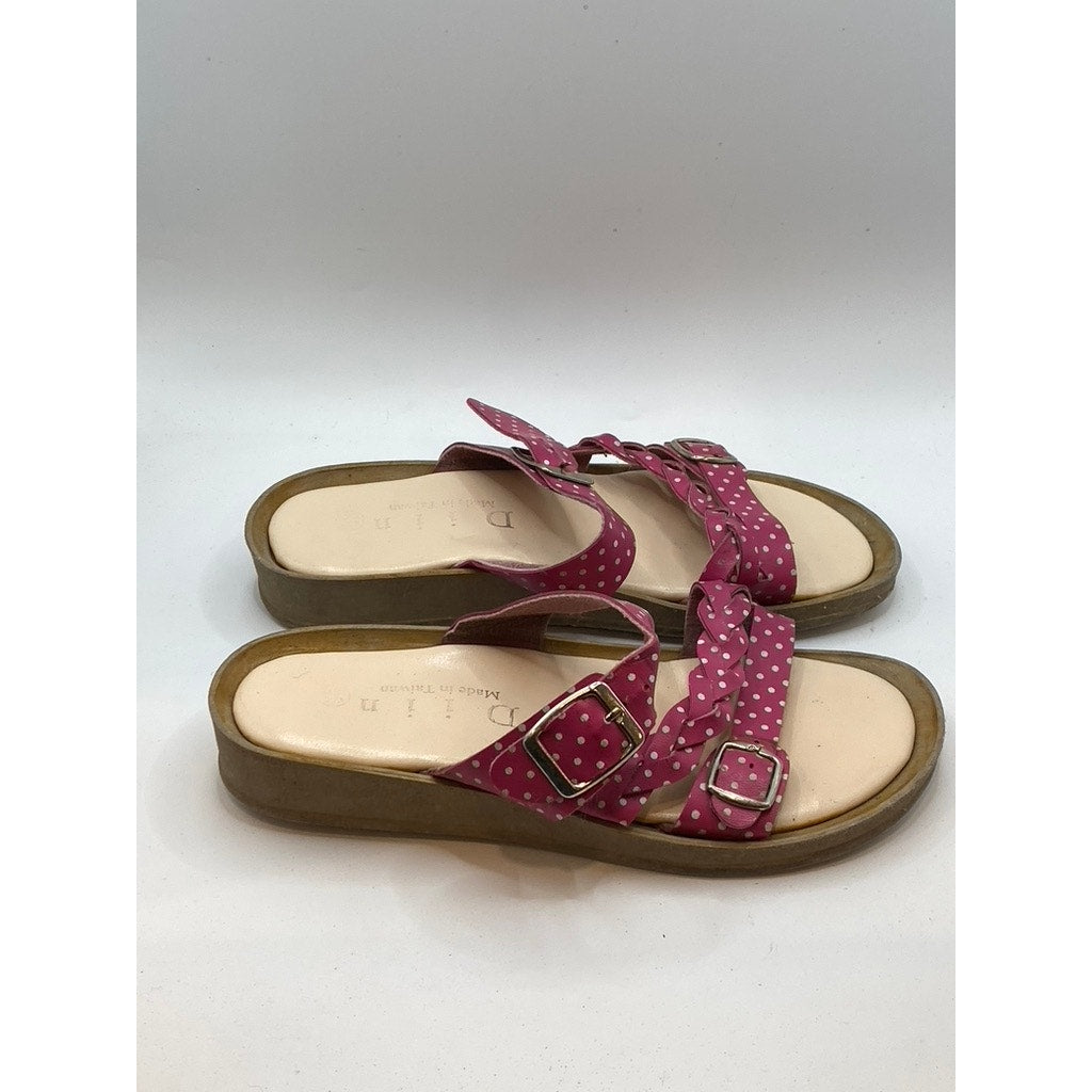 DIIN Women's Pink-White Polka Dot Slide Casual Sandals SZ 36(US6)