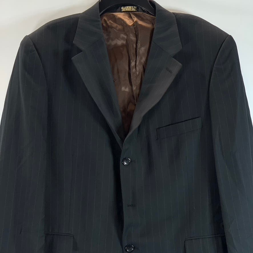 CARAVELLI Men's Black Pinstripe Three-Button Suit Jacket SZ 44S
