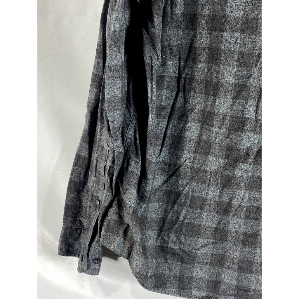 ABERCROMBIE & FITCH Men's Charcoal/Black Plaid Button-Up Muscle Shirt SZ XL
