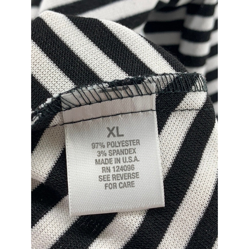 DRESSBARN Women's Black-White Striped Double Breasted Blazer SZ XL