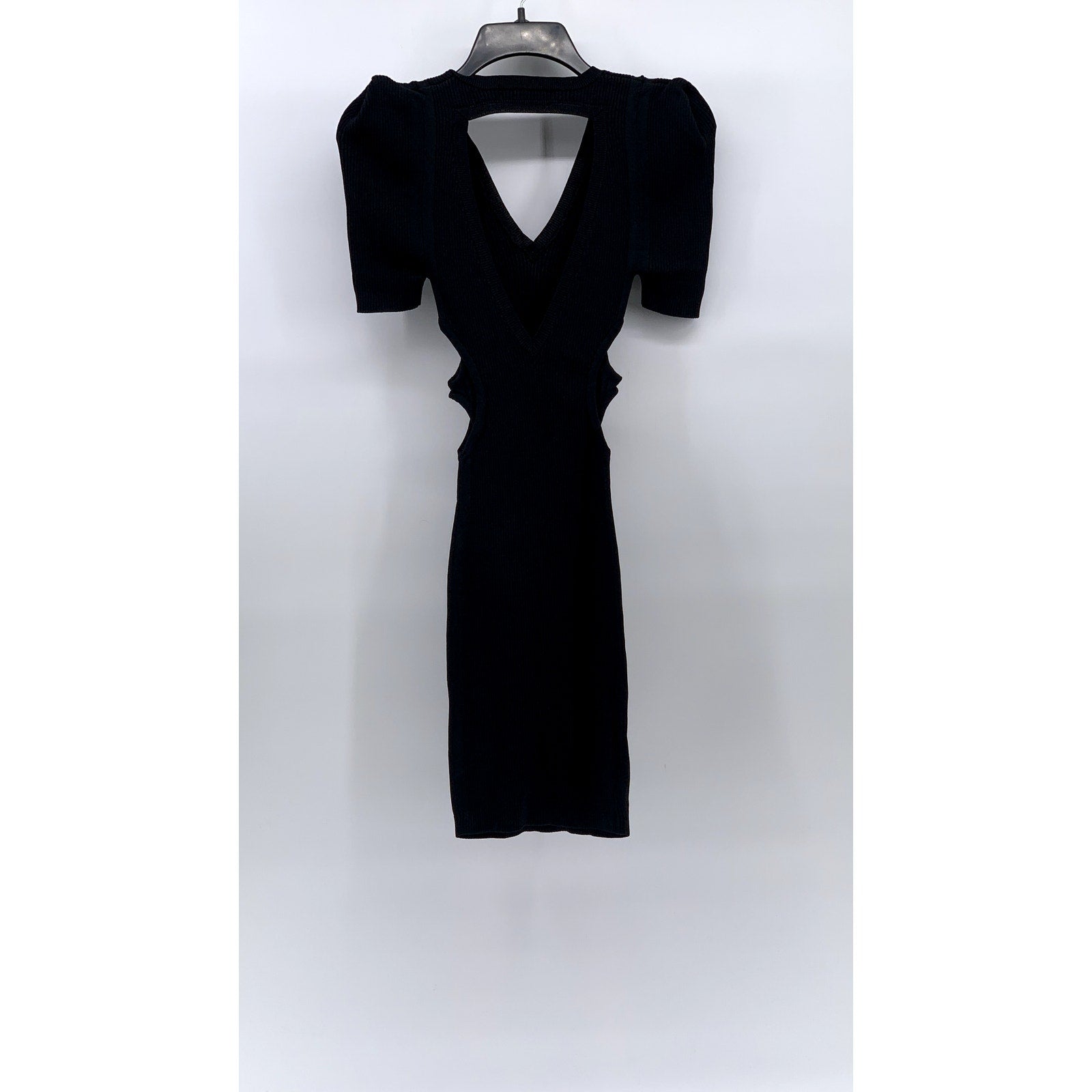 STELLA & JAMIE Women’s Black Scoop-Neck Short Puff Sleeve Cutout Mini Dress SZ S