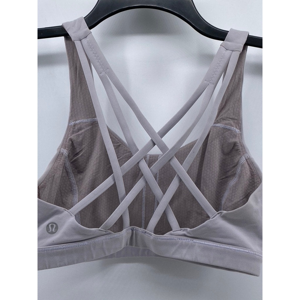 LULULEMON Women's White Strappy Back Energy Active Sports Bra SZ 4