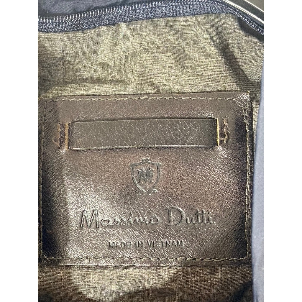 MASSIMO DUTTI  Men's Navy Snap-Button Zip-Up Quilted Jacket SZ M