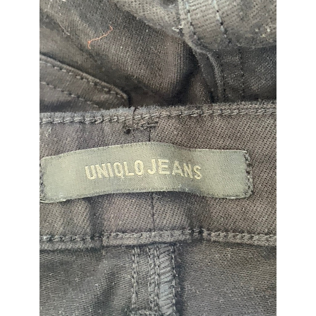 UNIQLO JEANS Women's Black Solid Skinny-Fit Raw-Hem Five-Pocket Denim Jean SZ 26