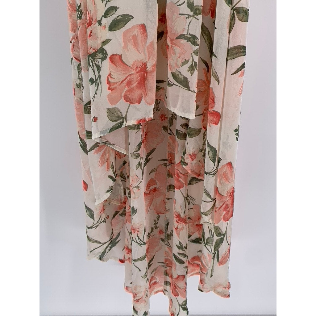 AUW Womens High-Low Pink Floral Print Sundress SZ S