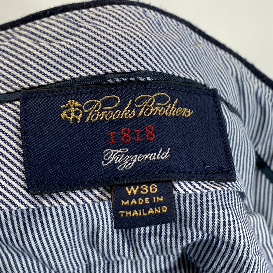 BROOKS BROTHERS 1818 Men's Navy Classic-Fit Fitzgerald Wool Flat Front Pant SZ36