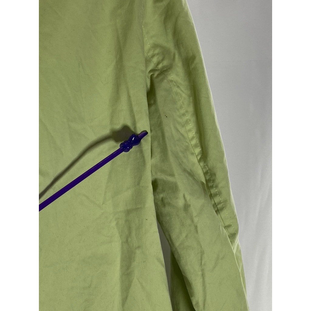 EILEEN FISHER Women's Lime Green Button-Up Lightweight Trench Coat SZ S