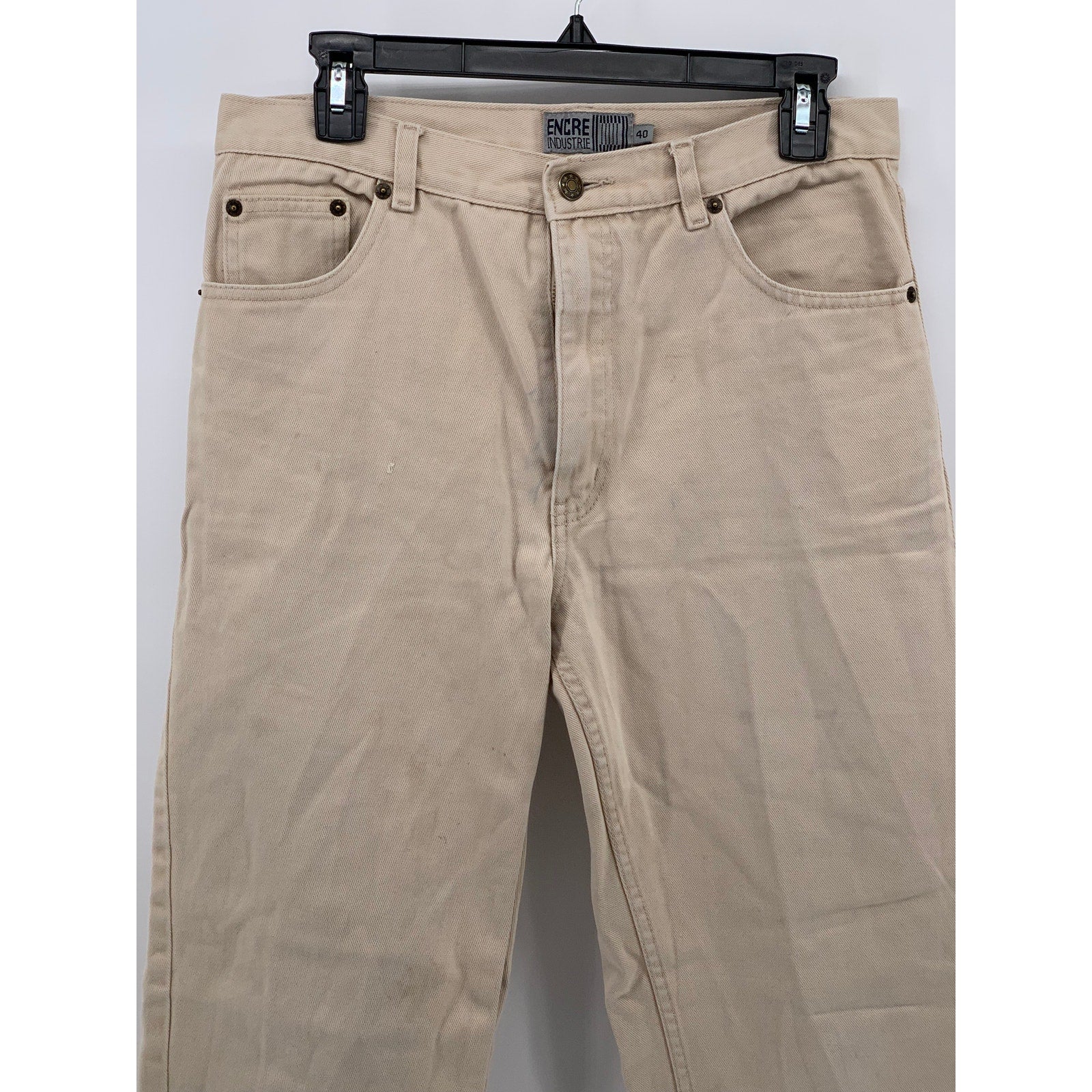 ENCRE INDUSTRIE Men's Tan Cotton Regular-Fit Straight-Leg Chino Pants SZ 40