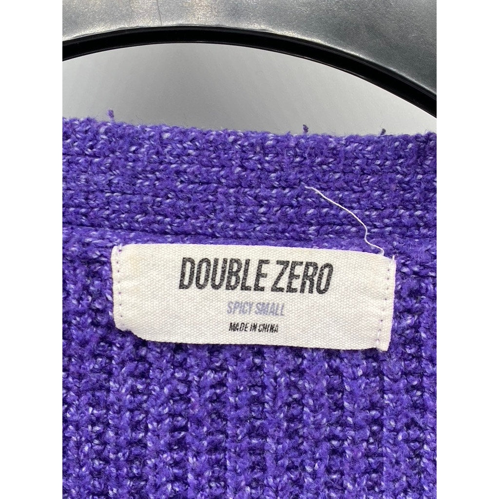 DOUBLE ZERO Women's Purple Knit Long Sleeve Button-Up Cropped Cardigan SZ S