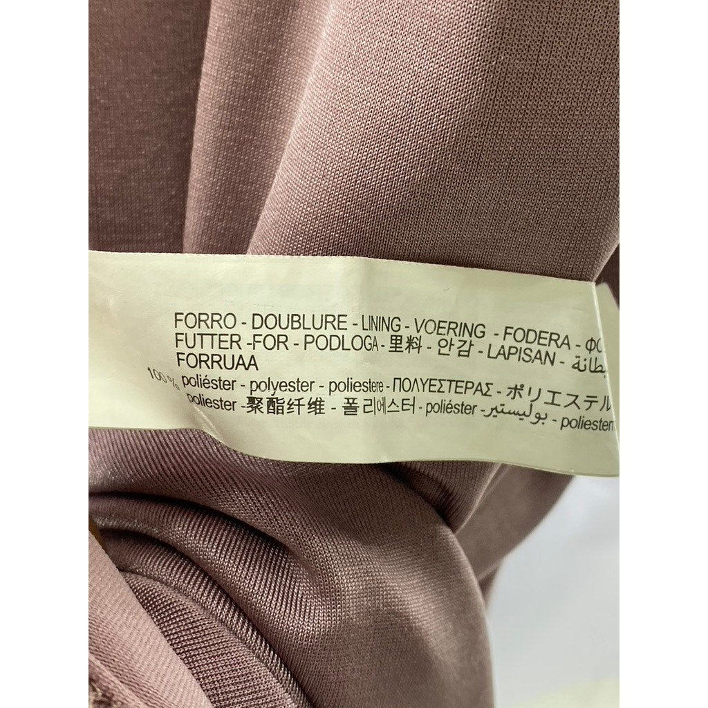 ZARA Women’s Pink Silk Mock-Neck Long Sleeve Side-Ruched Mini Dress SZ S