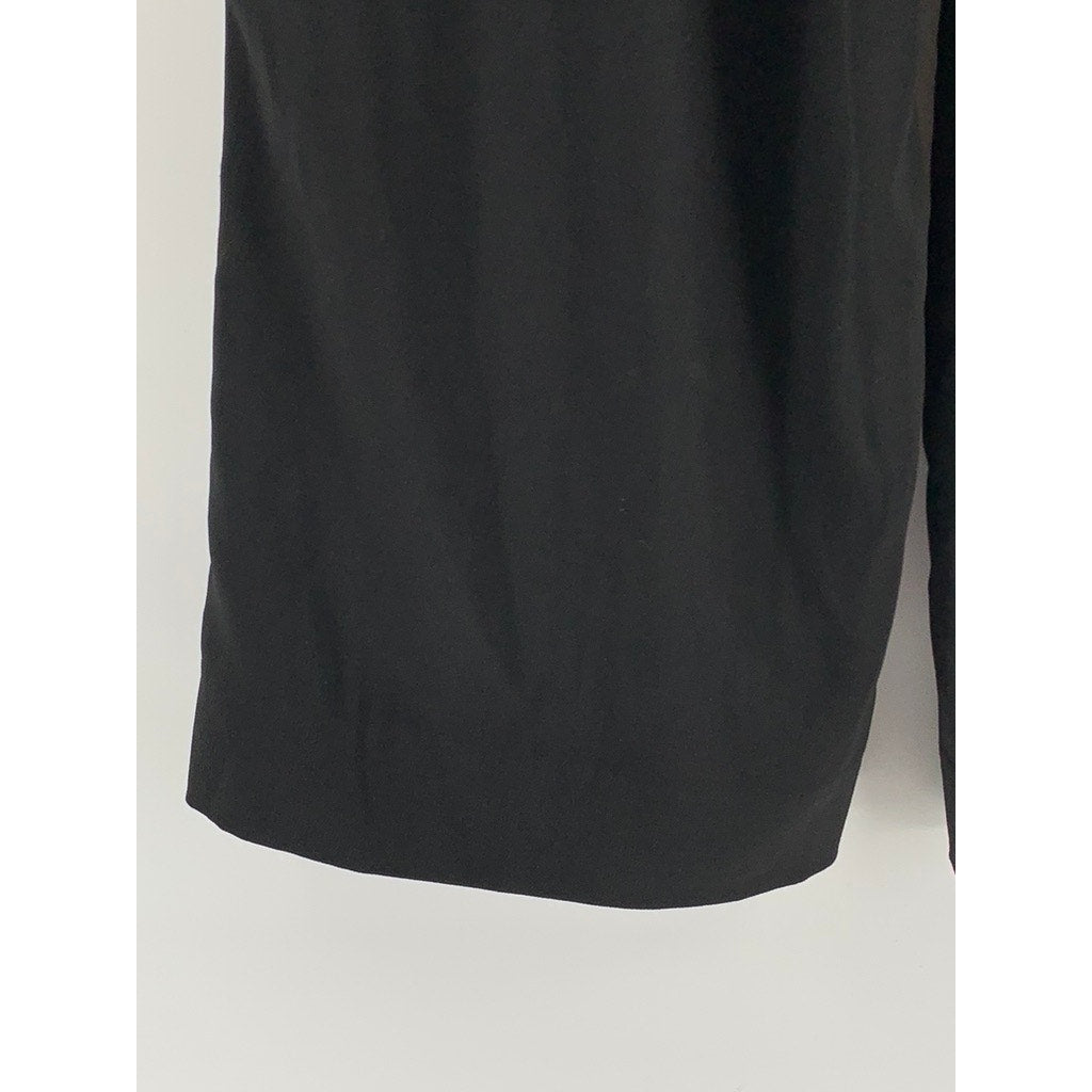 ZARA Women's Black Side-Button Wide-Leg Cropped Pants SZ L