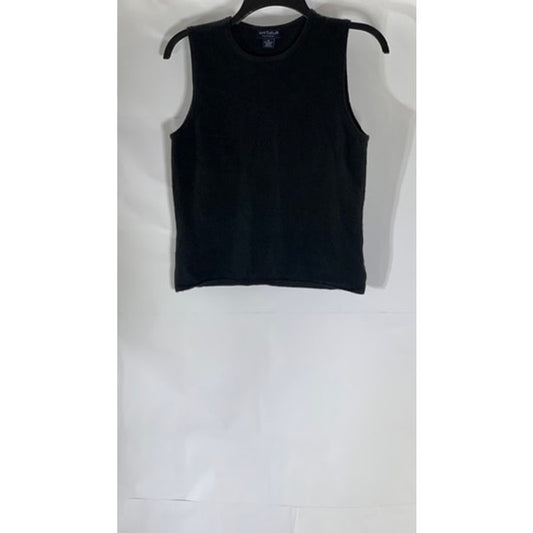 ANN TAYLOR Women’s Black Solid Two-Ply Cashmere Crewneck Tank Top SZ M