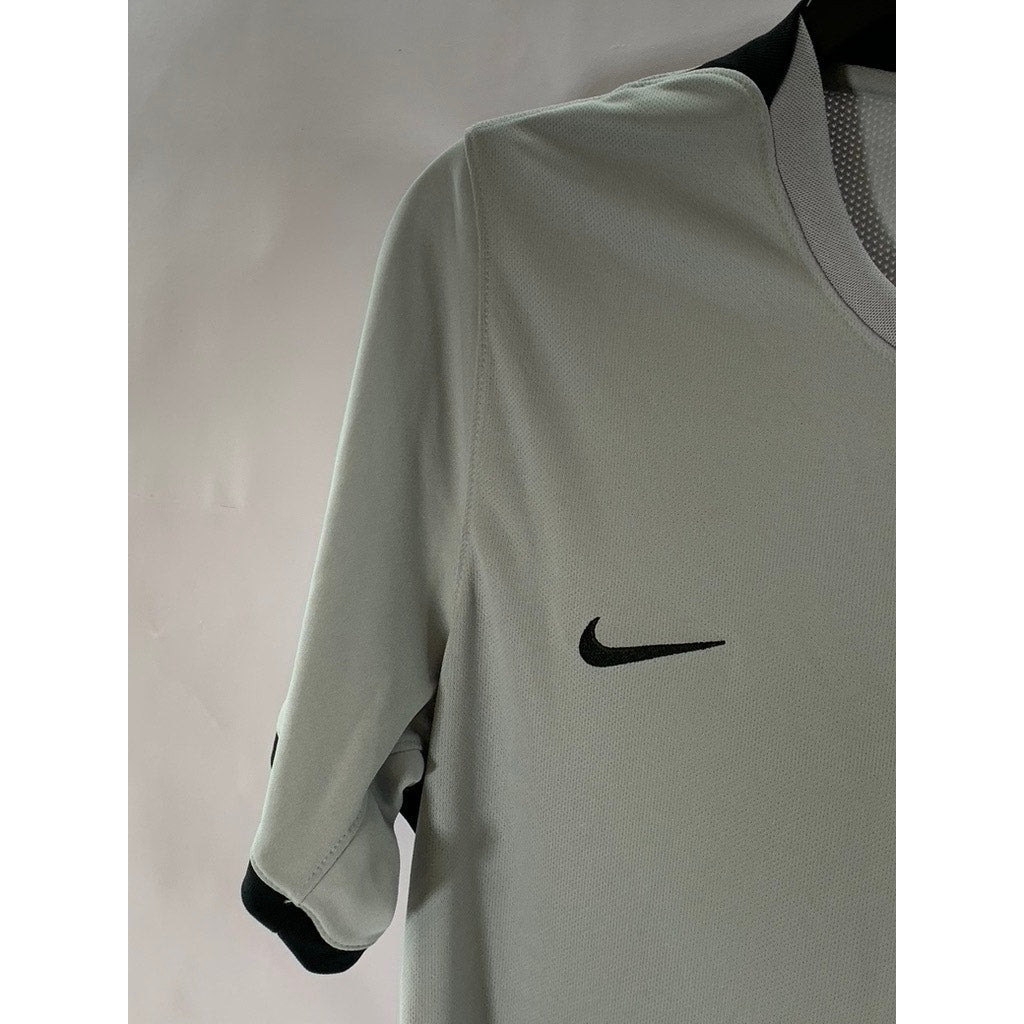 NIKE Men's Grey/Black Dri-Fit Slim-Fit Ginsberg Performance Soccer Jersey SZ S