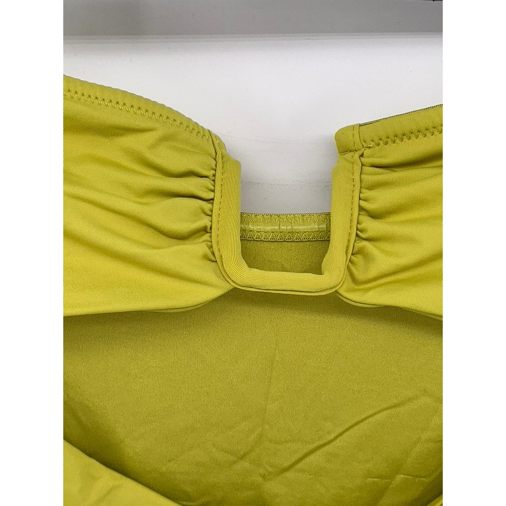 ZARA Women's Yellow-Green Cutout Strapless Swim One-Piece SZ XS